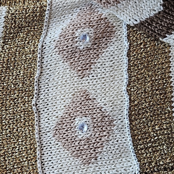 Nannell Vintage Glitz and Glam Gold Cream Chevron Sweater M - Picture 5 of 8